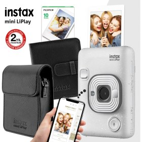 Resim Instax Mini Liplay Hybrid Stone White Fotoğraf Makinesi Seti 2 