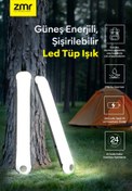 Resim ZMR Light Tube Led Güneş Enerjili Şişirilebilir Tüp Işık 4000mAh Outdoor 24 saat Kamp & Acil Durum Işığı 