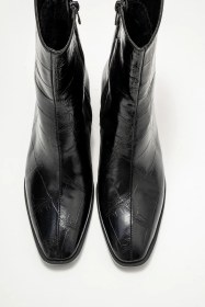 Resim Luvishoes Luvi Shoes Chara Siyah Baskı Kadın Kalın Topuklu Bot Siyah Kroko 