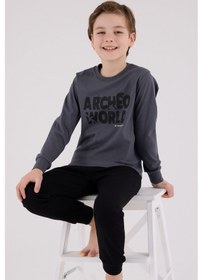 Resim Rolypoly Erkek Çocuk Gri Pijama Takımı 5274-48665 Gri 