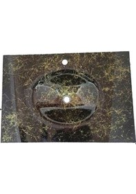 Resim Cam Lavabo Siyah Altın Desenli 100 x 56 CM 15 MM 