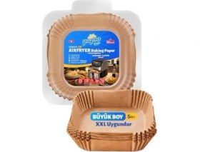Resim Mcreative Airfryer Pişirme Kağıdı, Fritöz Yağlı Kağıdı, Yanmaz Kağıt Xxl Uyumlu 50 Adet (Kare) (1, Kare Büyük Boy 20X20) 