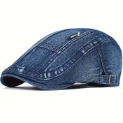 Resim Yıkanmış kot Haberci Şapkası, Yıpranmış Peaked Şapka, Ayarlanabilir Pamuk Beresi, Vintage Ivy Flat Cap, Dört Mevsim 