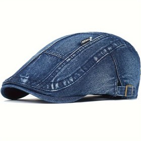 Resim Yıkanmış kot Haberci Şapkası, Yıpranmış Peaked Şapka, Ayarlanabilir Pamuk Beresi, Vintage Ivy Flat Cap, Dört Mevsim 