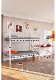 Resim Argimo Belinay Genç Çocuk Odası Metal Ranza ve Karyola 90 x 190 CM Yatak Ölçülü 