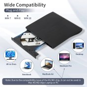 Resim Teknofaji Harici DVD Rw External USB 3.0 Slim Harici Tak Çalıştır CD DVD Sürücü Okuyucu Optik Okuyucu 