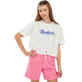 Resim Skechers Graphic Kız Çocuk Beyaz Tişört 