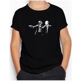 Resim Daft Punk Pulp Fiction Siyah Çocuk Tişört Siyah 