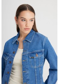Resim Regular Fit Normal Kesim Açık Mavi Jean Kot Ceket LV49205322G35 Çok Renkli 