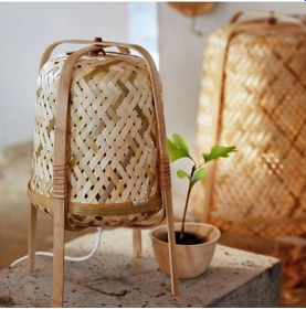 Resim Abajur, Bambu Işığın Yumuşak Bir Şekilde Parlamasını Sağlar Açık Bej 