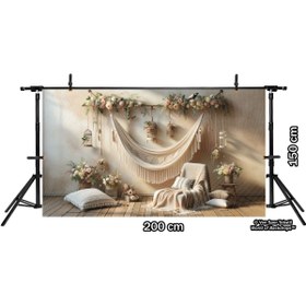 Resim Venspor Romantik Çiçekli Hamak Arkaplan, 200x150cm, Fon, Duvar Örtüsü 