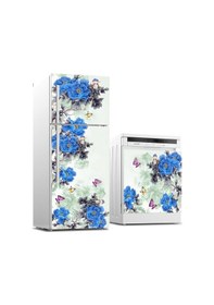 Resim Buzdolabı Ve Bulaşık Makinası Beyaz Eşya Sticker Kaplama Mor Çiçekler 
