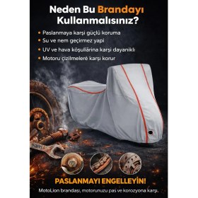 Resim Autolion Arora Ars 200 Topcase Uyumlu Gri-Kırmızı Dikiş.kilitli Motor Brandası. 