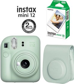 Resim Fujifilm Instax Mini 12 Yeşil Fotoğraf Makinesi 10'lu Film ve Çantalı Seti 98 