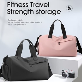 Resim Erkekler ve kadınlar için şık spor çapraz vücut çantası, seyahat ve fitness gibi farklı senaryolara uygun ve kişisel eşyaların kolayca saklanması için bağımsız bir ayakkabı bölmesi ile donatılmıştır 