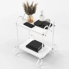 Resim Argimo Truva Retro Ferforje Metal Komodin Beyaz 