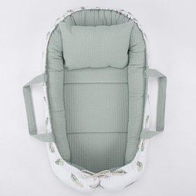 Resim Babynest ve Yastık - Çift Taraflı - Yeşil Petek - Yeşil Tüy 
