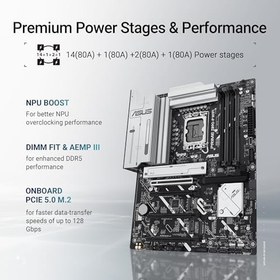 Resim ASUS PRIME Z890-P WIFI Intel Z890 LGA1851 DDR5 8400 DP HDMI USB4 4x M2 USB3.2 WiFi 7 + BT AURA RGB 2.5Gbit LAN ATX 14+1+2+1 Güç Aşamaları, Thunderbolt 4, ASUS AI Teknolojieri, ASUS GlideX Anakart 