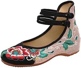 Resim Hafif İşlemeli Bale Daireleri Konfor Ve Stil Kombine Bayan Bale Daireleri Keten Ayakkabı Pompaları Yeni İşlemeli, siyah, otuz sekiz 