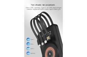 Resim Kensa 10000 Mah Magsafe Uyumlu Taşınabilir Powerbank Dahili Kablolu | 22.5W Scp 20W Pd | 15W Wireless 
