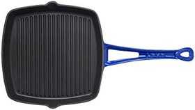 Resim Lava Döküm Izgara Tava, Metal Saplı, 26x26cm, Mavi 