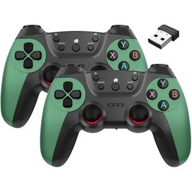 Resim Yunboo 2.4g Kablosuz Oyun Kolu, Android/tv/ps3/pc Uyumlu, 400mah Pil, Çift Oynama, Renkli Kutu Yeşil 