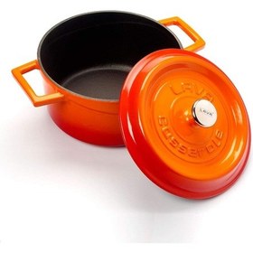 Resim Metal Döküm Yuvarlak Tencere, 20 Cm, Turuncu Çok Renkli 