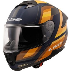 Resim Ls2 Stream 2 Vintage Kapalı Motosiklet Kaskı Kahverengi - Lacivert - Turuncu 