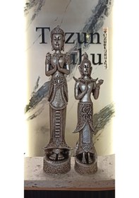 Resim İkili Buda Heykeli Biblo Dekoratif Obje 