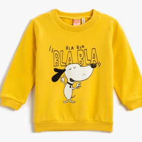 Resim Erkek Bebek Baskılı Sweatshirt Pamuklu Bisiklet Yaka 