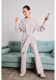 Resim Defacto Yumuşak Dokulu İspanyol Paça Pantolon-fall İn Love Loungewear F7872ax25wnbg691 Bej 