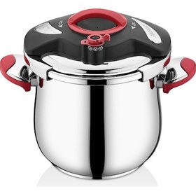 Resim Inter Çelik Pratik Kapaklı Düdüklü Tencere 8 L Kırmızı 