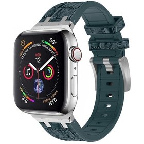 Resim Saat Serisi 8 41mm Timsah Dokusu Sıvı Silikon Saat Bantı Gümüş Koyu Yeşil 