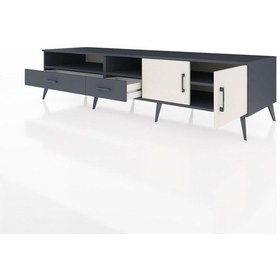 Resim Kronos Tv Ünitesi 3 Raflı 2 Çekmeceli 2 Kapaklı 220x59x51 Antrasit-aytaşı/antrasit Aytası/antrasıt - Antrasıt 