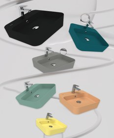Resim Loop Kare Masa Üstü İnce Çanak Lavabo 45 cm Extra Cool Grey 