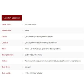 Resim SIMGA 0-160 Bar Çap Ø52 Mm Alttan Bağlantılı Kuru Tip Manometre 