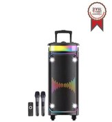 Resim Torima DR-8816 Siyah Çift Mikrofonlu RGB Ledli Taşınabilir Bluetooth Hoparlör Parti Speaker 