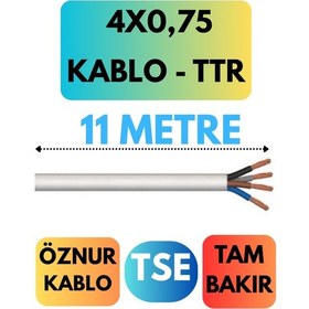 Resim Öznur 4x0,75 Ttr Kablo Metre Seçenekli Beyaz - 11 Metre 