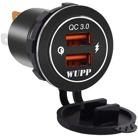 Resim Alüminyum Alaşımlı Hızlı Şarj Çift Qc3.0 Usb Şarj Soketi Su Geçirmez Araç Şarj Güç Adaptörü Dy 