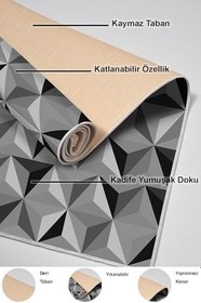 Resim Kaymaz Taban Djt Banyo Halı Yıldız Deri Modern 1944 1944D2-9, Gri, 80 x 120 