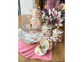 Resim Rossev Rose Emaye Mutfak Seti 5 Parça 