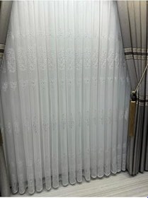 Resim Nivemeshome Pırıltı Gümüş Detaylı 1/3 Sık Pileli Tül Perde Apm,Beyaz 100 X 280 