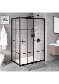 Resim Vesta D201 Dikdörtgen Duşakabin Siyah Profil Karolaj Cam H: 190 Cm Siyah 