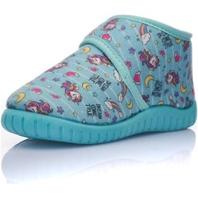 Resim Günlük Unisex Çocuk Panduf Ev Ayakkabısı Esnek Kaymaz Taban Cırtlı Kreş Anaokulu Ayakkabı 263 Su Yeşil 