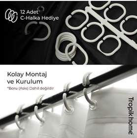 Resim Banyo Perdesi Palmiye Desen Banyo Perdesi Yerli Üretim 180x200 Cm Çok Renkli 