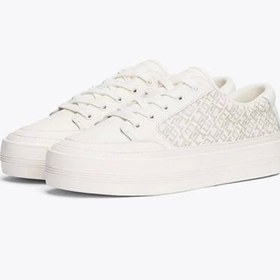 Resim Tommy Hilfiger Kadın Beyaz Vulc Deri Monogram Sneaker 