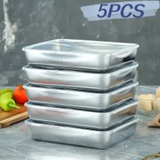 Resim 5 adet Paslanmaz Çelik Gıda Saklama Kapları, Kapakları ile Yığılabilir, Mikrodalga Güvenli, Kapak Üstü, Kare Şekil, Salata, Meyve, Gıda Saklama, Mutfak Düzenleme, Buzdolabı Taze, Dondurucu Güvenli, Çok Amaçlı Yemek Hazırlığı 