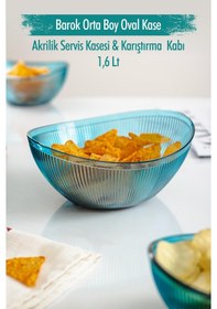 Resim Akrilik Barok Aquamarin Orta Boy Oval Meyve & Salata Kasesi 1,6 Lt Cam Değildir Aquamarin 