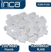 Resim Inca Icon-P100 Cat6 Rj-45 Plastik 100Lü Konnektör 