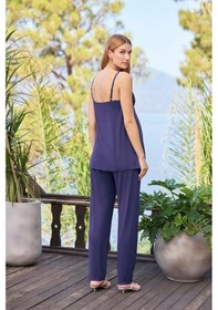Resim Monamise 25054 Lacivert 3 lü Hamile Lohusa Pijama Sabahlık Takım 